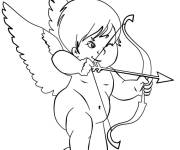 Coloriage Cupidon et le tire d'amour