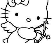 Coloriage et dessins gratuit Cupidon Hello Kitty avec arc et flèche à imprimer