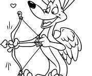 Coloriage Cupidon loup avec arc et flèche