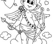 Coloriage Cupidon sur les nuages