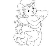 Coloriage Cupidon tenant un cœur