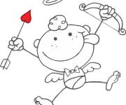 Coloriage et dessins gratuit Enfant cupidon avec arc et flèche rigolo à imprimer