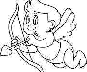 Coloriage et dessins gratuit Enfant cupidon tire le flèche de l'amour à imprimer