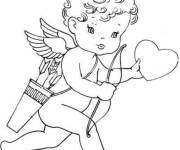 Coloriage Le cupidon porte un coeur d'amour