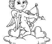 Coloriage Petit ange d'amour sur les nuages