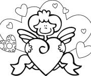 Coloriage Simple cupidon avec des motifs de coeur