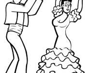 Coloriage Danseur et danseuse de Flamenco