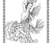 Coloriage Danseuse avec une belle robe