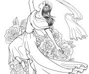 Coloriage Danseuse danse dans la nature