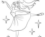 Coloriage Danseuse de ballet avec les étoiles