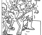 Coloriage Danseuse et danseurs pendant la f&ecirc;te