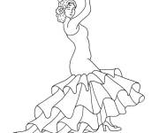 Coloriage Danseuse flamenco facile