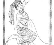 Coloriage Danseuse folklorique asienne 