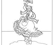 Coloriage Danseuse folklorique en couleur