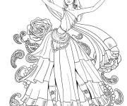 Coloriage Danseuse folklorique r&eacute;aliste
