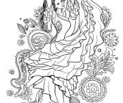 Coloriage Danseuse gitane pour adulte