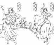 Coloriage et dessins gratuit danseuses orientale à imprimer
