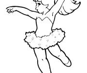Coloriage Fille danseuse de ballet en saut