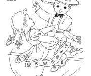 Coloriage Fille et gar&ccedil;on danse pendant l'anniversaire