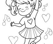 Coloriage Fille heureuse de danser