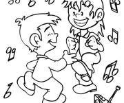 Coloriage La fille et le gar&ccedil;on en dansant