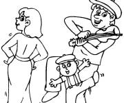 Coloriage La m&egrave;re danseuse en famille