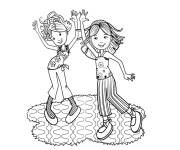 Coloriage Les amis filles dansent