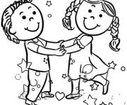 Coloriage Petite danseuse et danseur simple