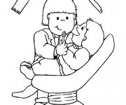 Coloriage Chez le dentiste enfant