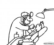 Coloriage Dentiste examines les dents