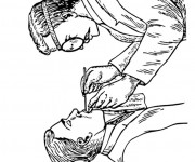 Coloriage Dentiste examines les dents adulte