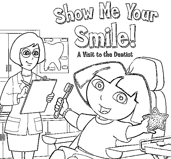 Coloriage et dessins gratuits Dora chez le dentiste à imprimer