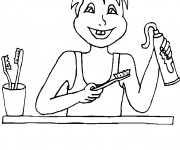 Coloriage Enfant brosse ses dents
