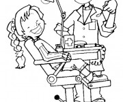 Coloriage Une fille chez le dentiste