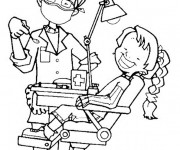 Coloriage Une fille souriante chez le dentiste