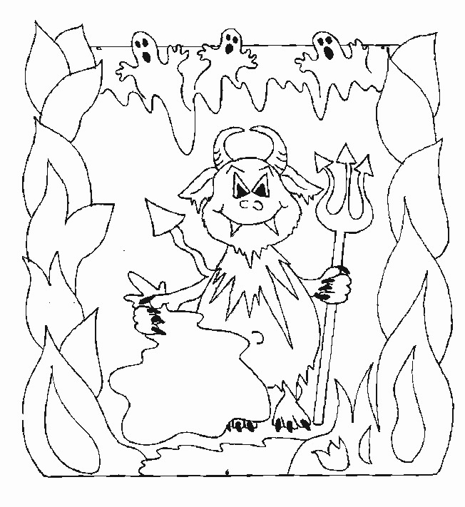 Coloriage et dessins gratuits Diable chèvre et les fantômes à imprimer