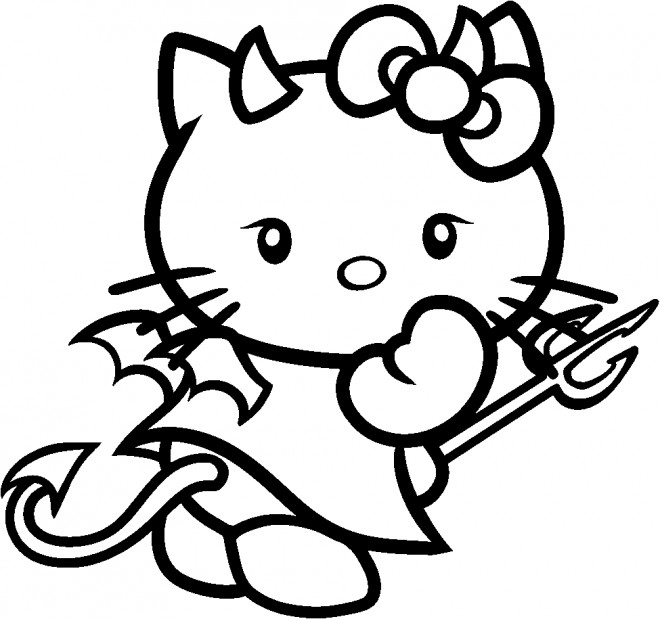 Coloriage et dessins gratuits Hello Kitty Diable à imprimer