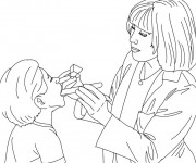 Coloriage Docteur et enfant