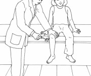 Coloriage Docteur examine une fille