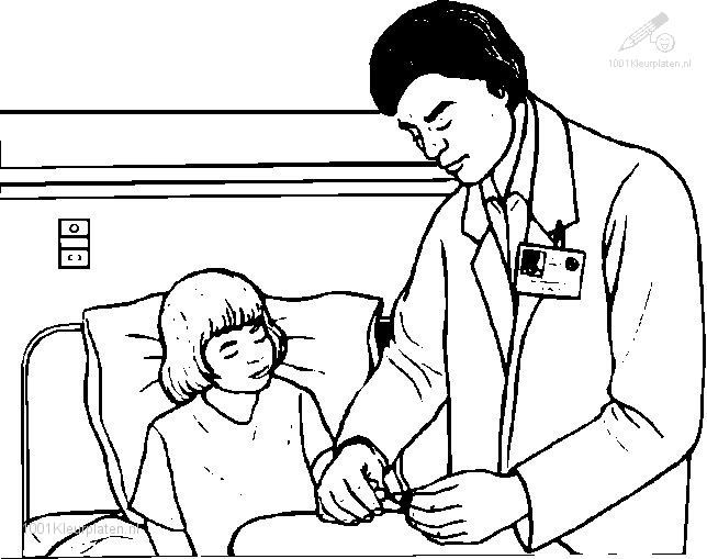 Coloriage et dessins gratuits Docteur soigne une fille à imprimer