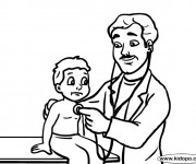 Coloriage Enfant malade chez le médecin