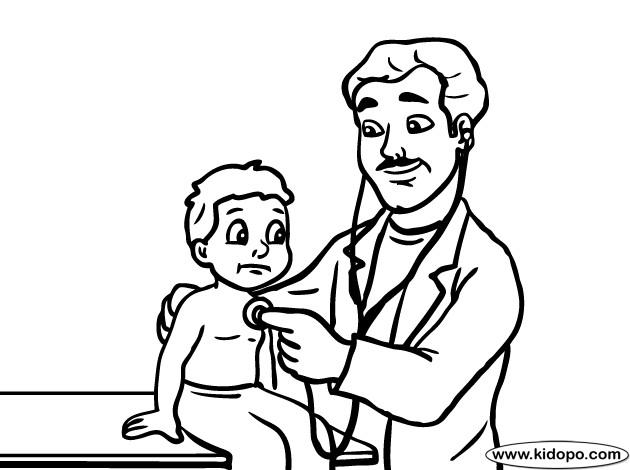 Coloriage et dessins gratuits Enfant malade chez le médecin à imprimer