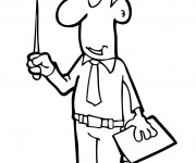 Coloriage Enseignant tenant un b&acirc;ton de pointeur