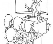 Coloriage Enseignante pendant une s&eacute;ance de coloriage