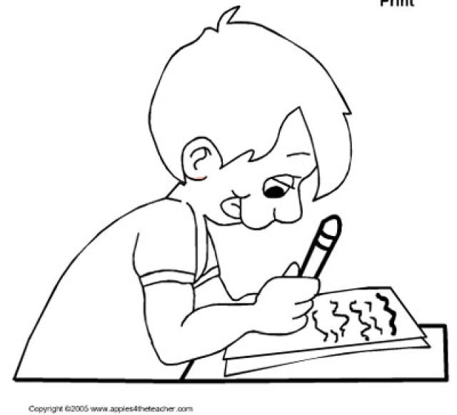 Coloriage Un élève Travaille Dessin Gratuit à Imprimer