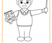 Coloriage Un jeune ma&icirc;tre avec un livre de math&eacute;matiques