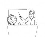 Coloriage Un professeur de g&eacute;ographie