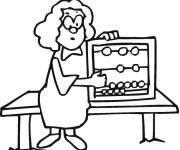 Coloriage Une enseignante et un boulier