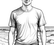 Coloriage Erling Haaland &agrave; la plage