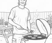 Coloriage Erling Haaland au barbecue